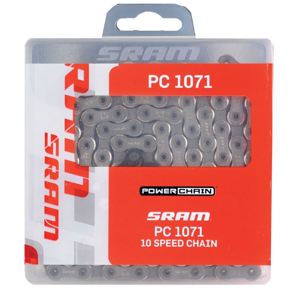 SRAM PC1071 Hollow Pin 10 Speed Chain Silver/Grey 114 Link with PowerLock: SILVER