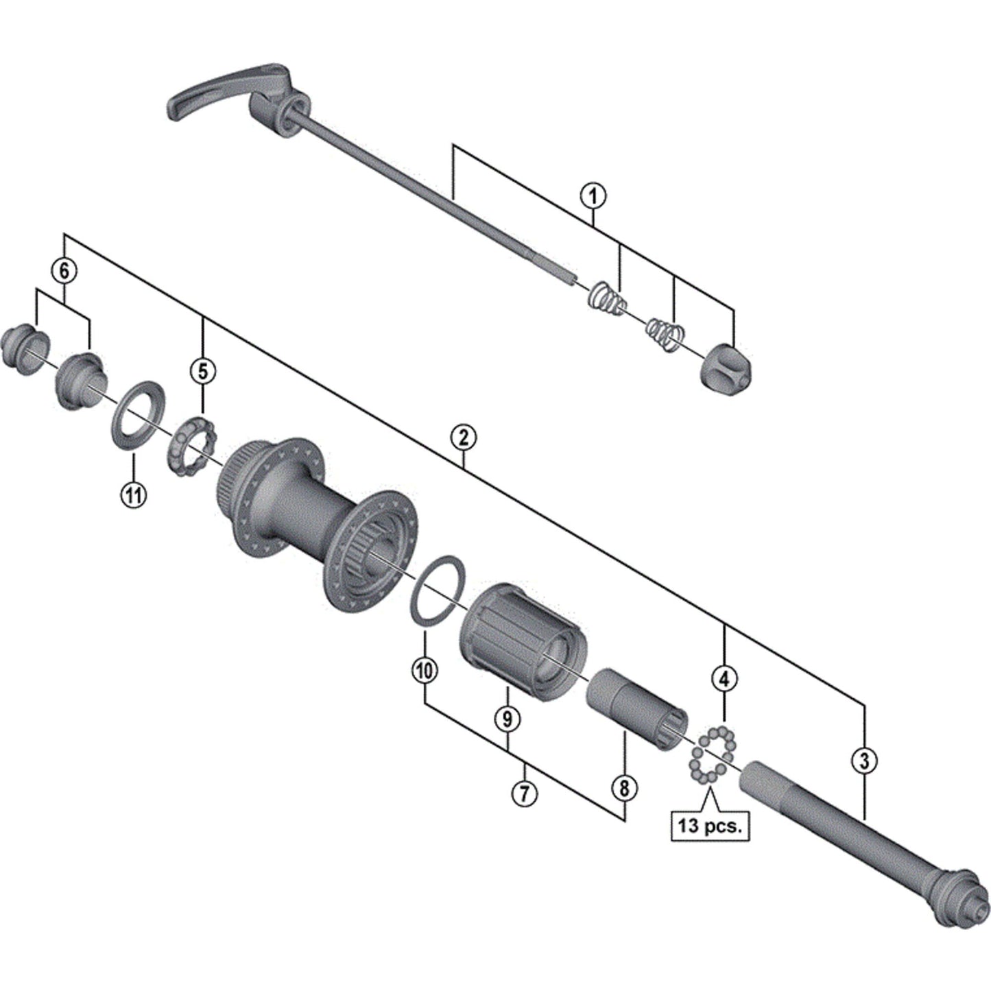 Shimano Spares FH-M785 complete hub axle