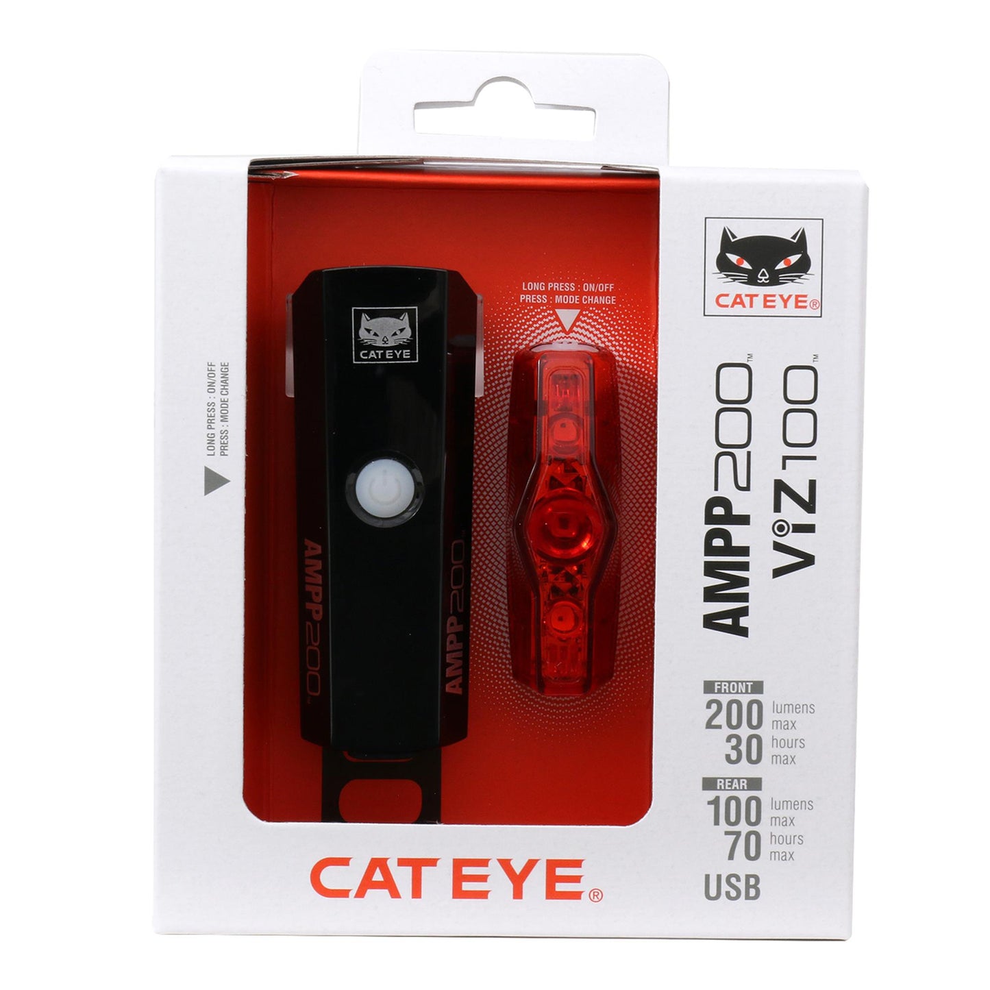Cateye AMPP 200 II/Viz100 II Bike Light Set: