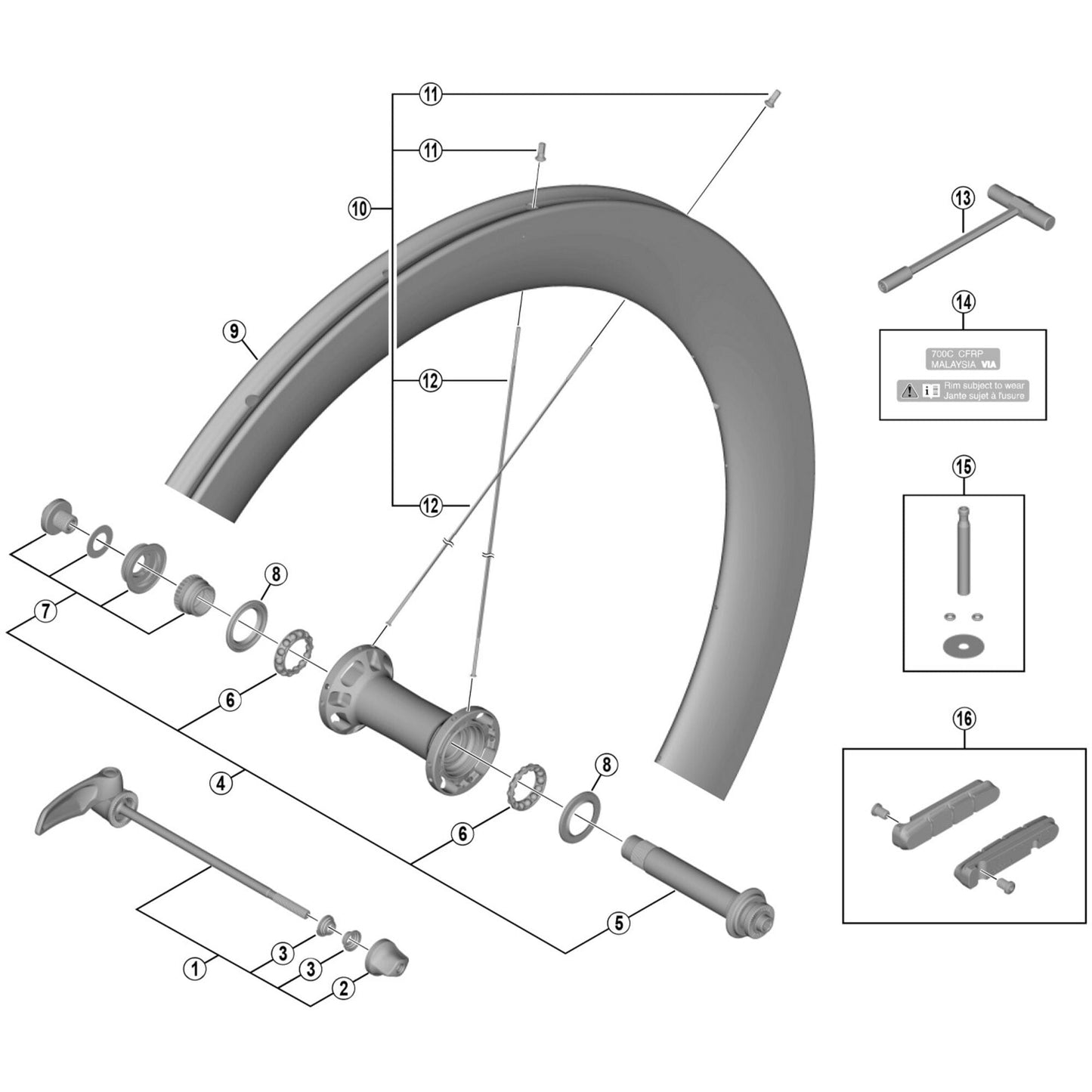 Shimano Spares WH-R9100-C60-TU-R right hand spoke, 278.5 mm