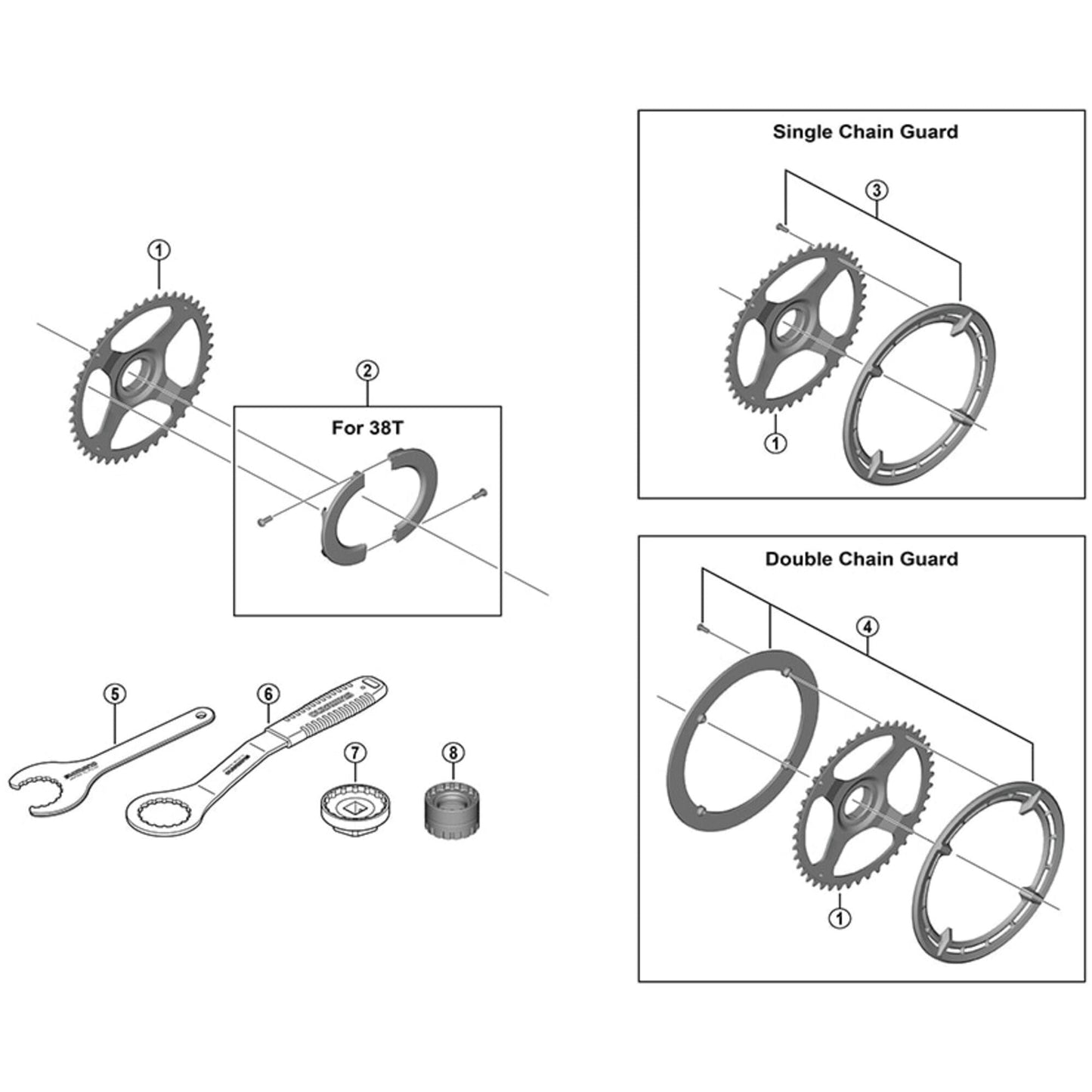 Shimano Spares FC-E6100 44T single chain ring cover and fixing bolt
