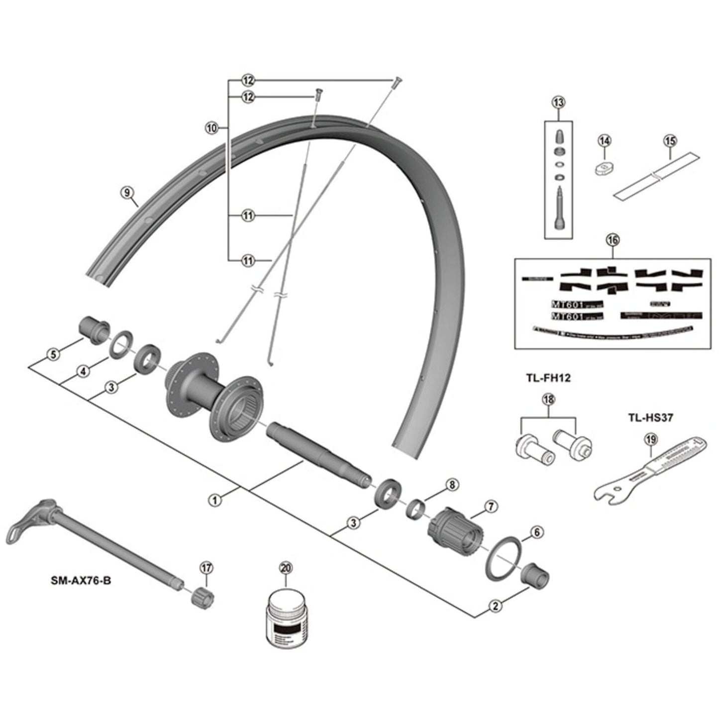 Shimano Spares WH-MT601-TL-R12-275 spoke, 267.5 mm
