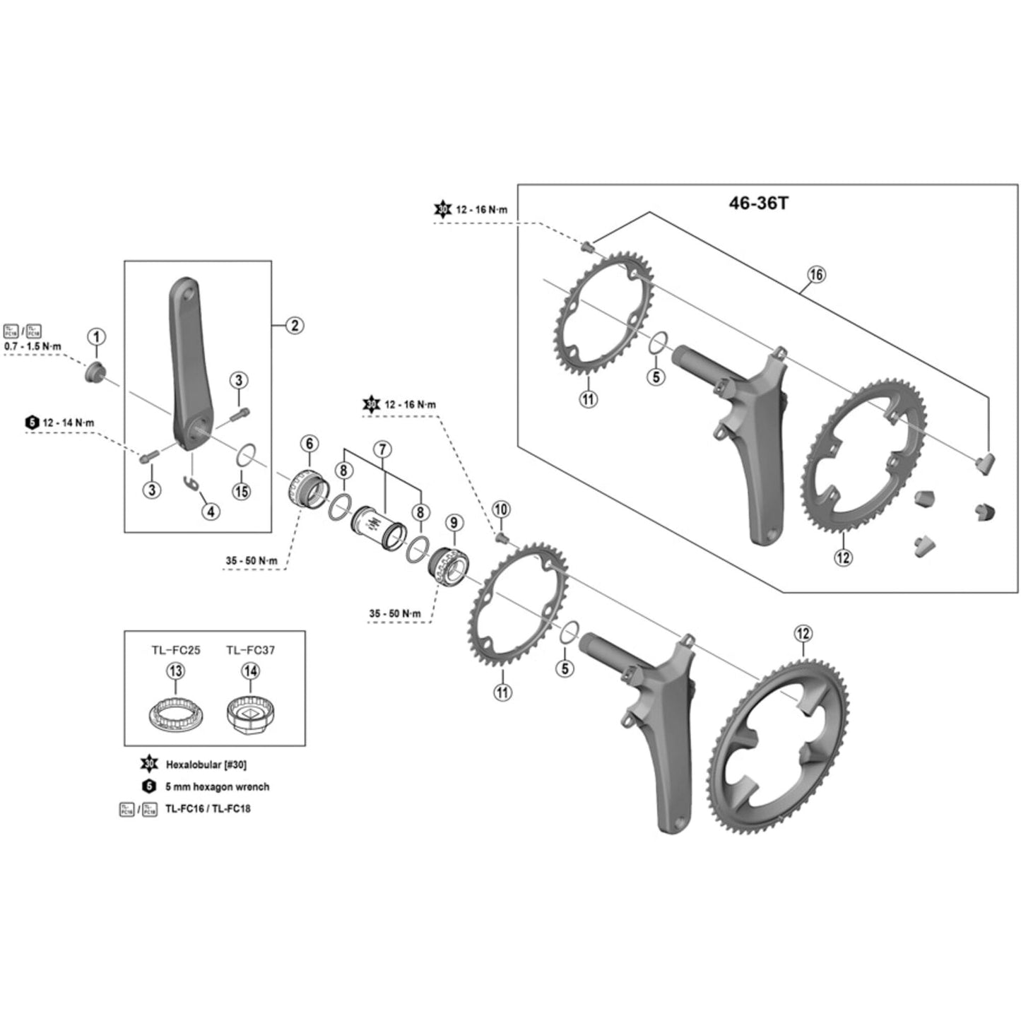 Shimano Spares FC-R8100 fixing bolt and cover set, M8 x 10.1 mm, for 46-36T