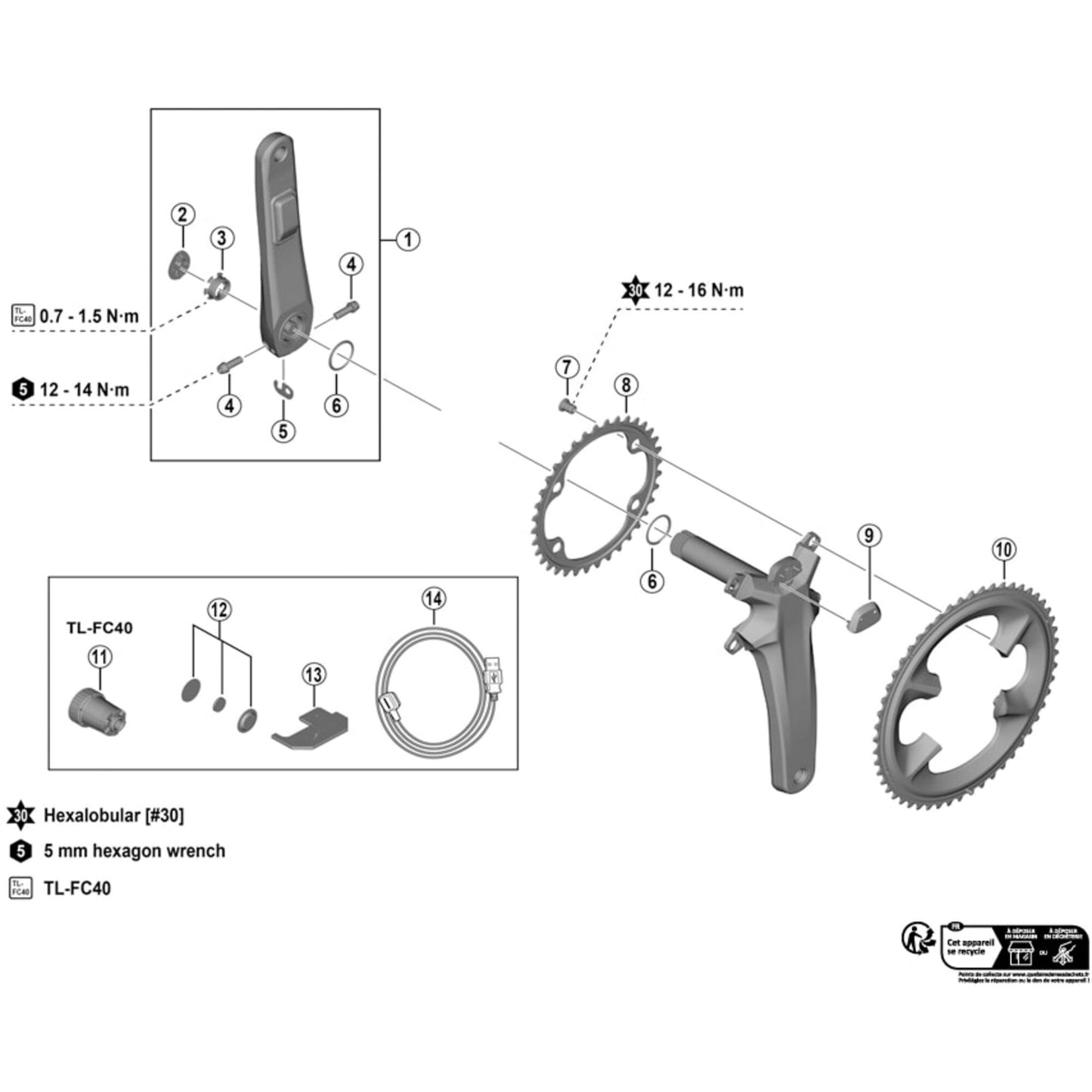 Shimano Dura-Ace FC-R9200-PX left hand crank arm, 165 mm