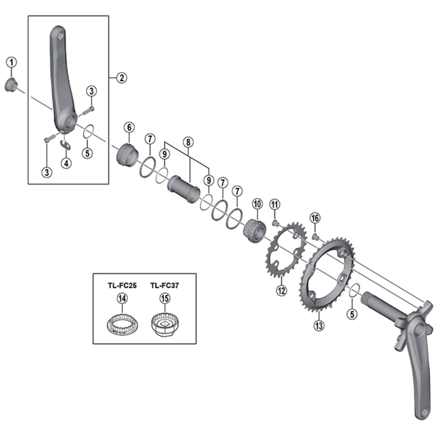 Shimano Spares FC-MT700 left hand crank arm, 170 mm
