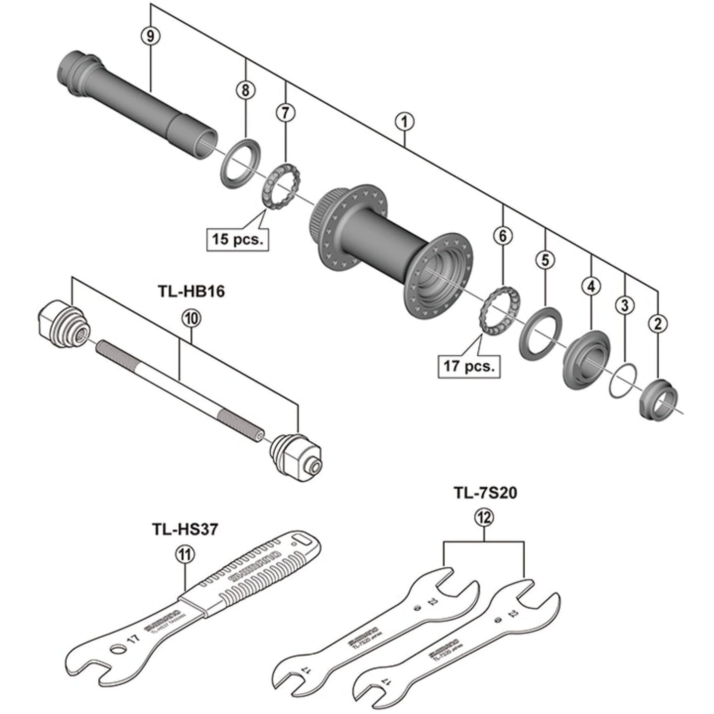 Shimano Spares HB-M8010 hub axle unit