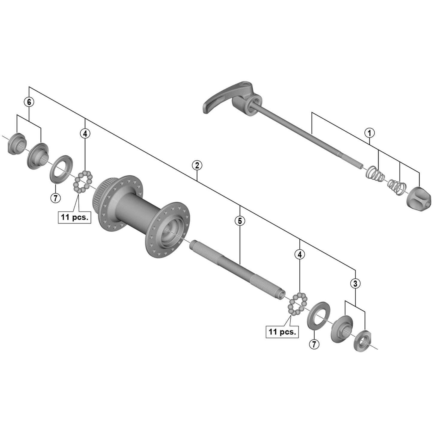 Shimano Spares HB-M7000 complete quick release 133 mm