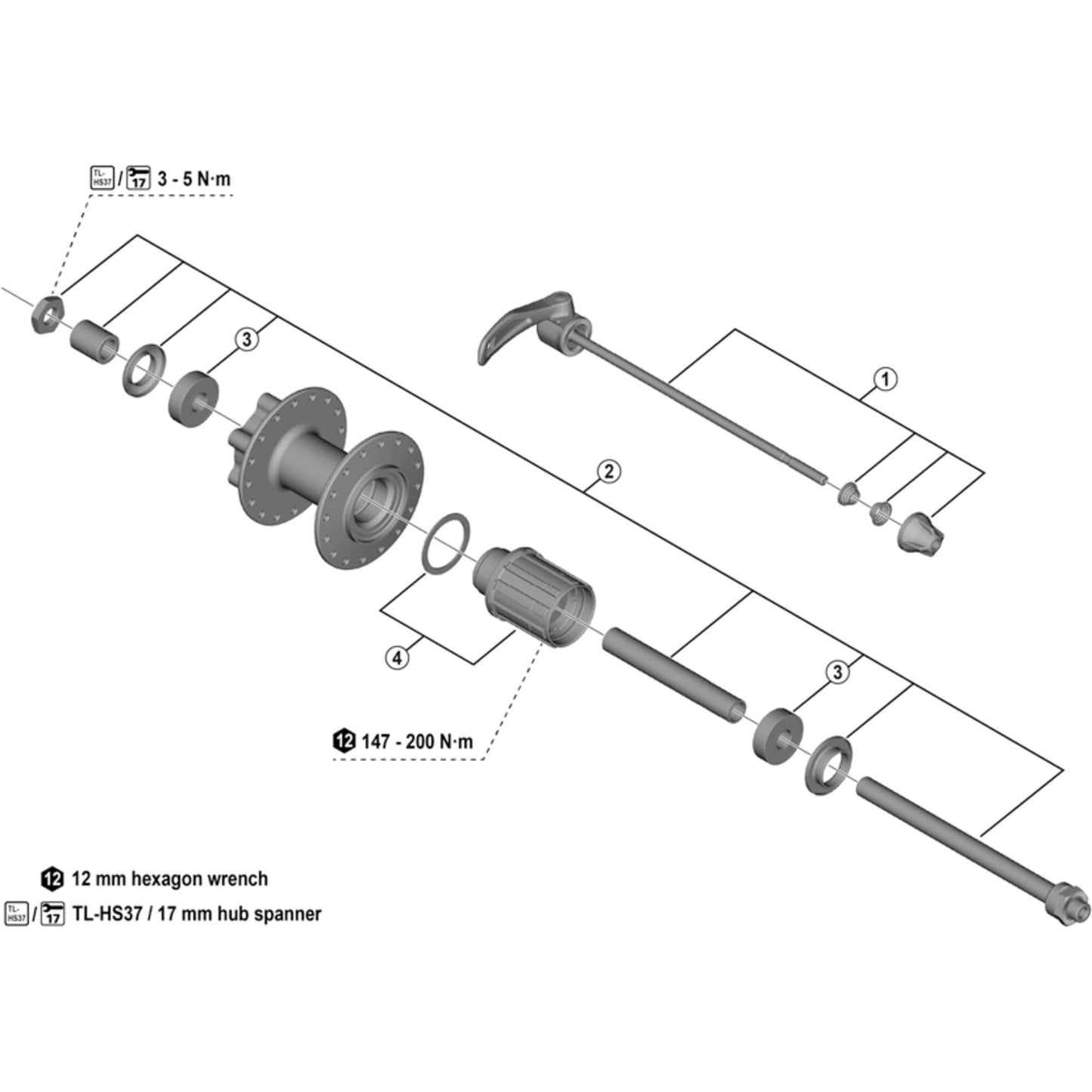 Shimano Spares FH-M4050 complete quick release, 173 mm