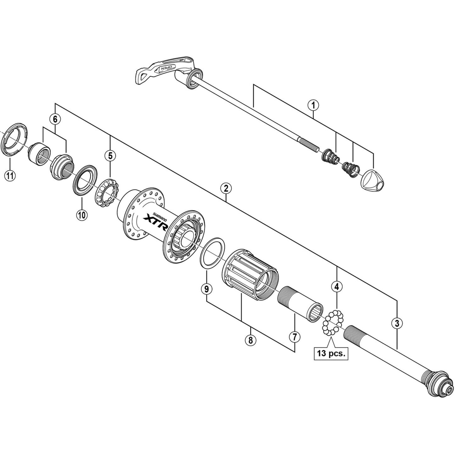 Shimano Spares FH-M970 axle