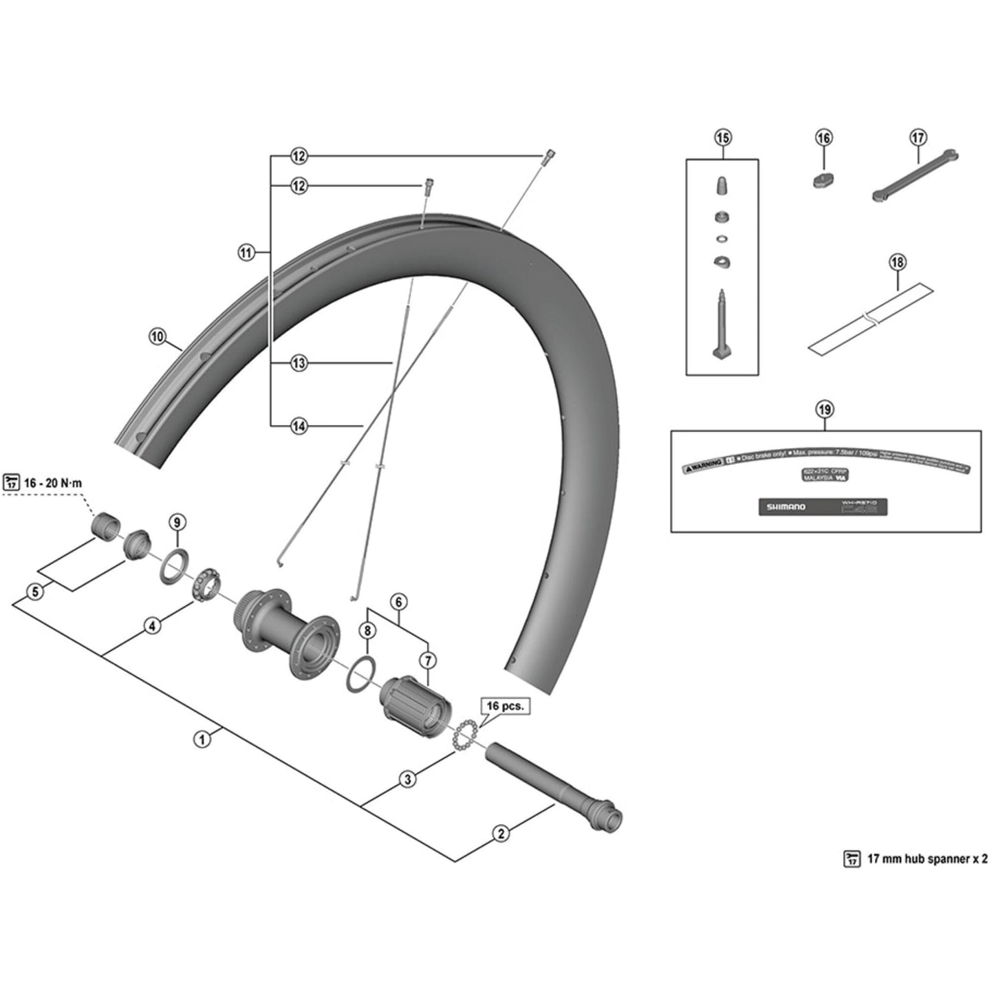 Shimano Spares FH-RS770 Freewheel body unit, HG spline L