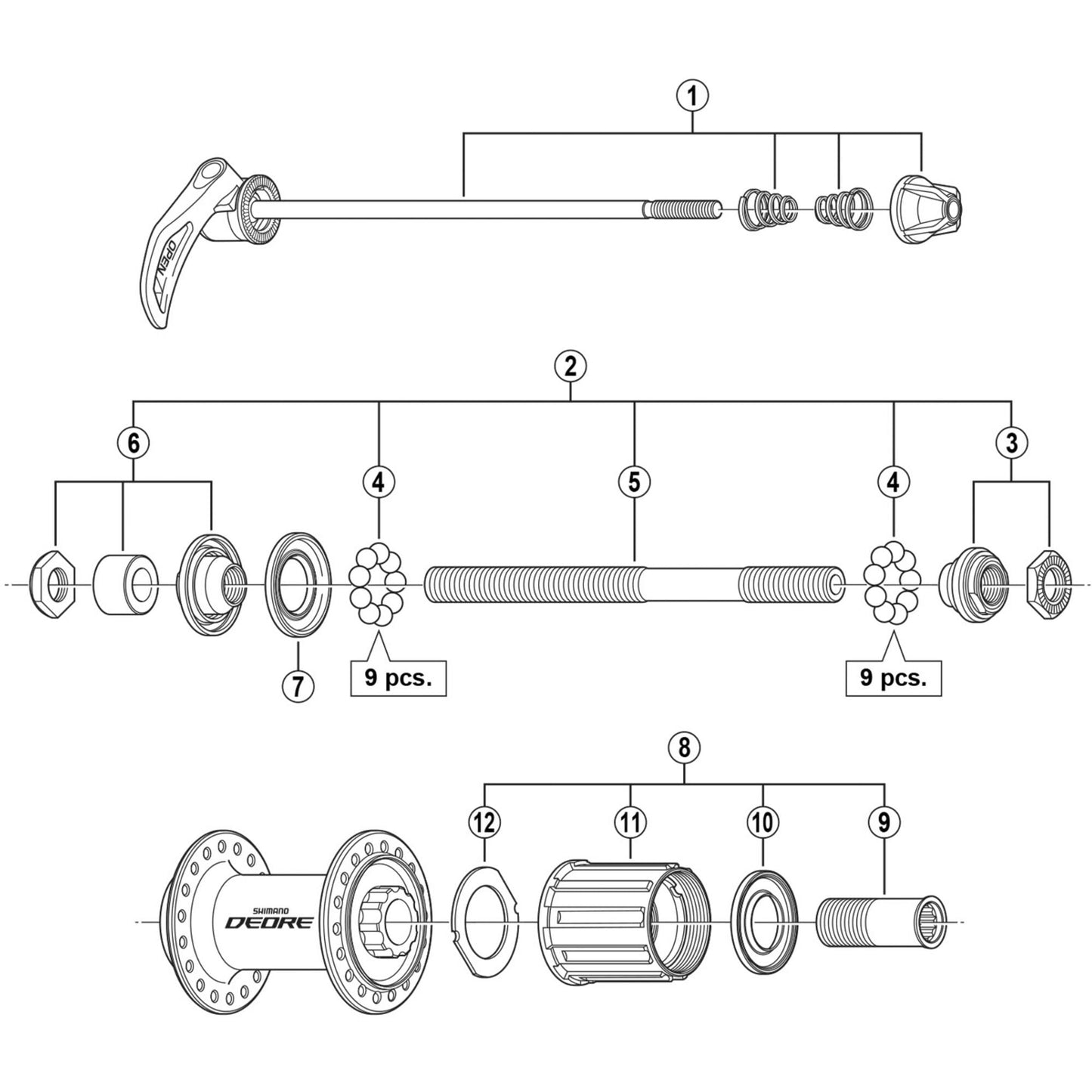 Shimano Spares FH-M590 left hand lock nut unit