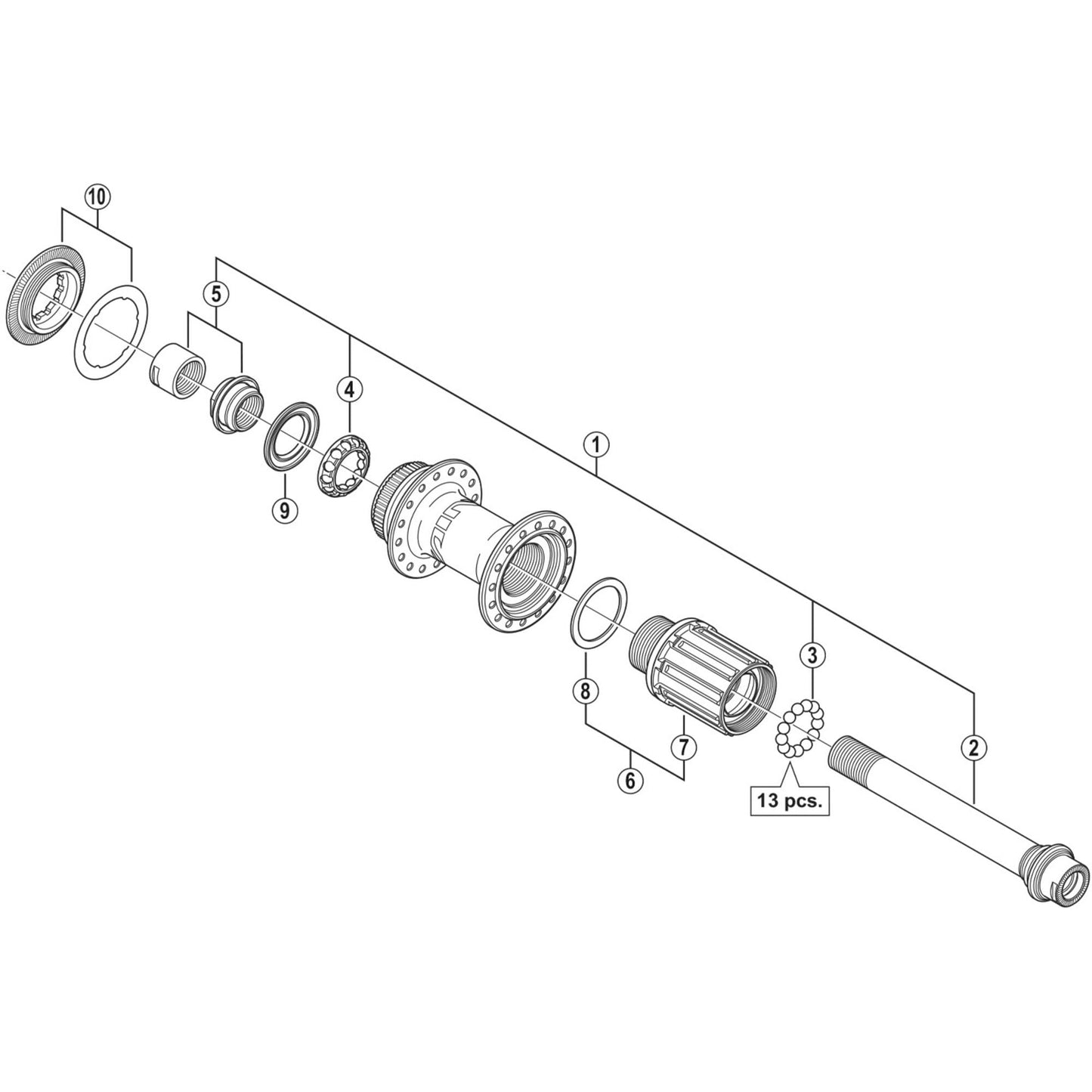 Shimano Spares FH-M828 hub axle, 12 mm