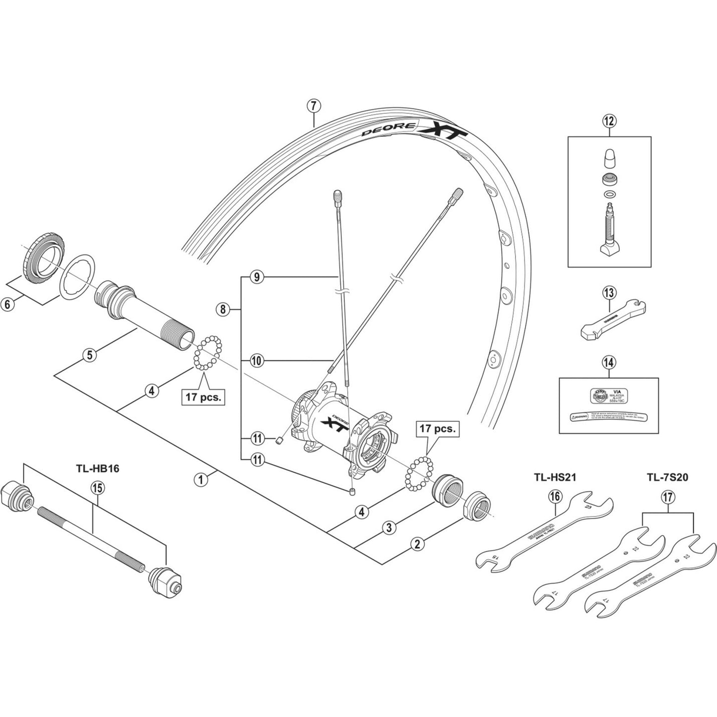 Shimano Spares WH-M785 spoke, 282 mm with plug & washer