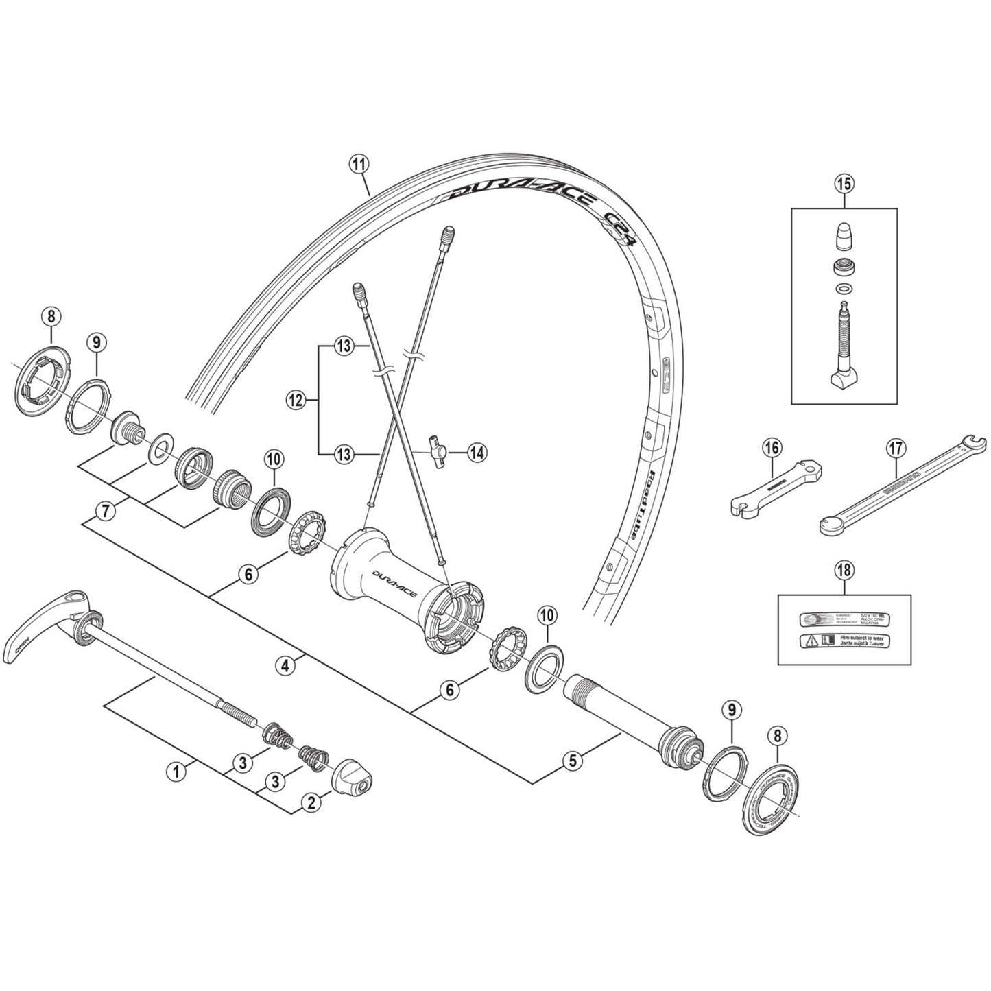 Shimano Spares WH-7900-C24-TL-F spoke with plug and washer, 282 mm