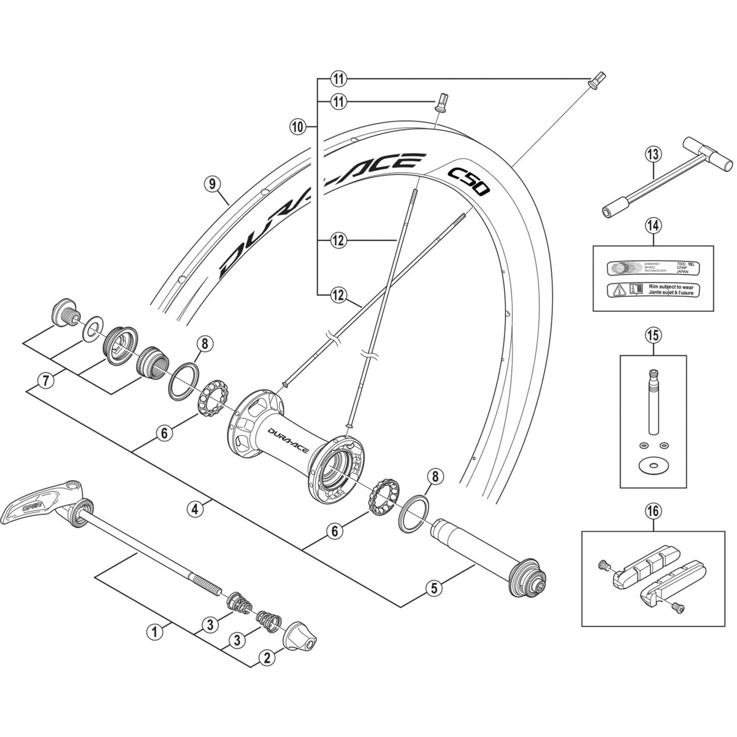 Shimano Spares WH-9000-C50-TU-F spoke, 266.5 mm