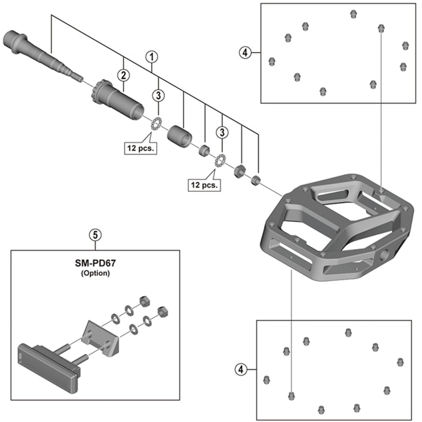 Shimano Spares PD-M8040 pedal axle assembly, left hand