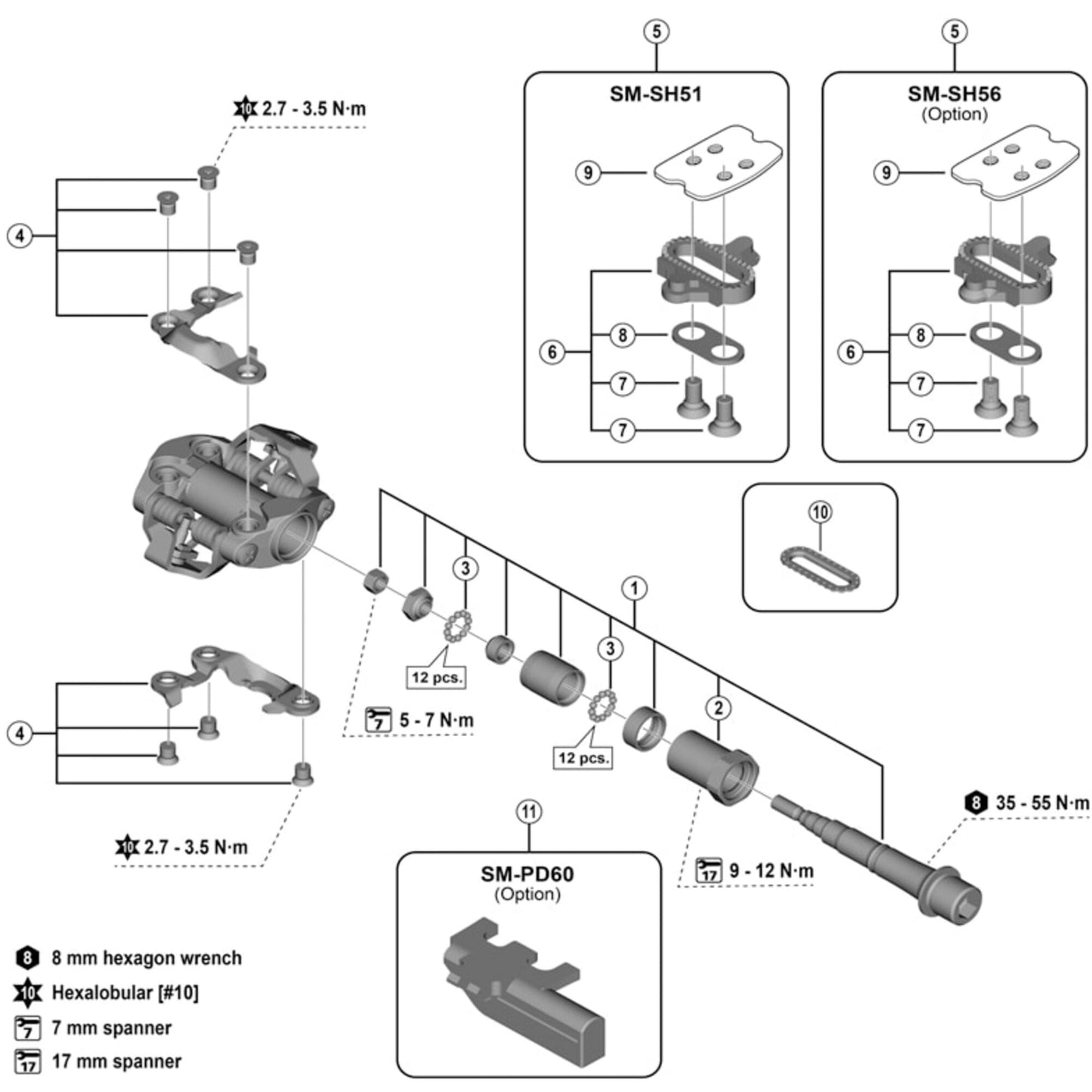Shimano Spares PD-M8100 lock bolt, left hand