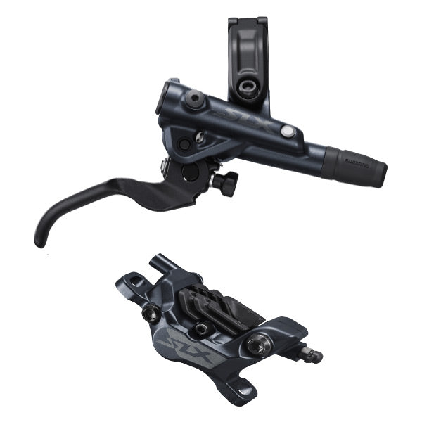 Shimano SLX BR-M7120/BL-M7100 SLX 4 pot bled brake lever/post mount calliper, front right