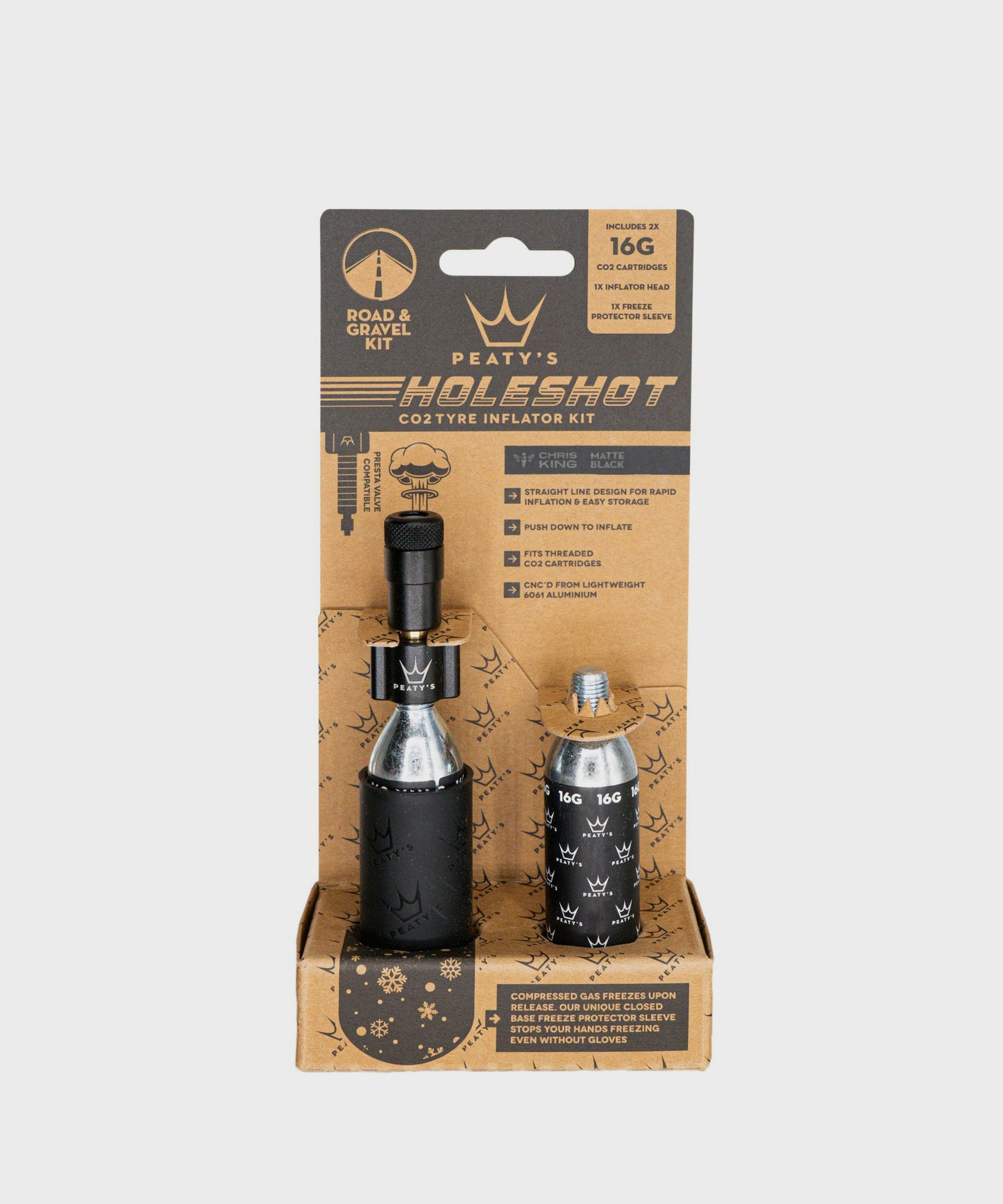 Peaty's Holeshot CO2 Tyre Inflator - Road and Gravel (16g)