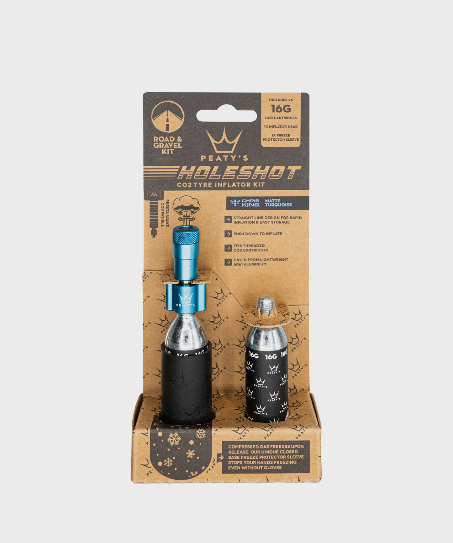 Peaty's Holeshot CO2 Tyre Inflator - Road and Gravel (16g)
