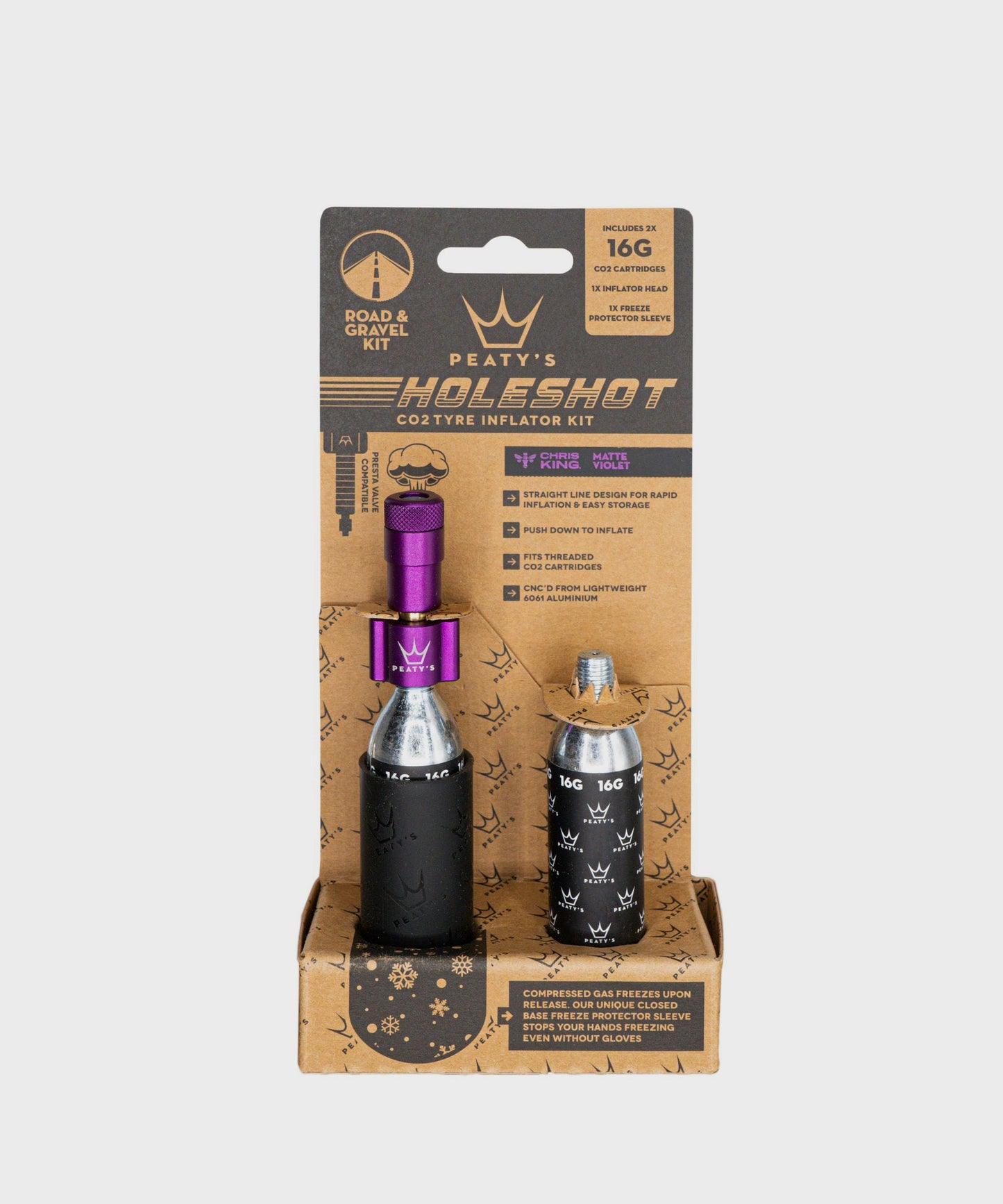 Peaty's Holeshot CO2 Tyre Inflator - Road and Gravel (16g)