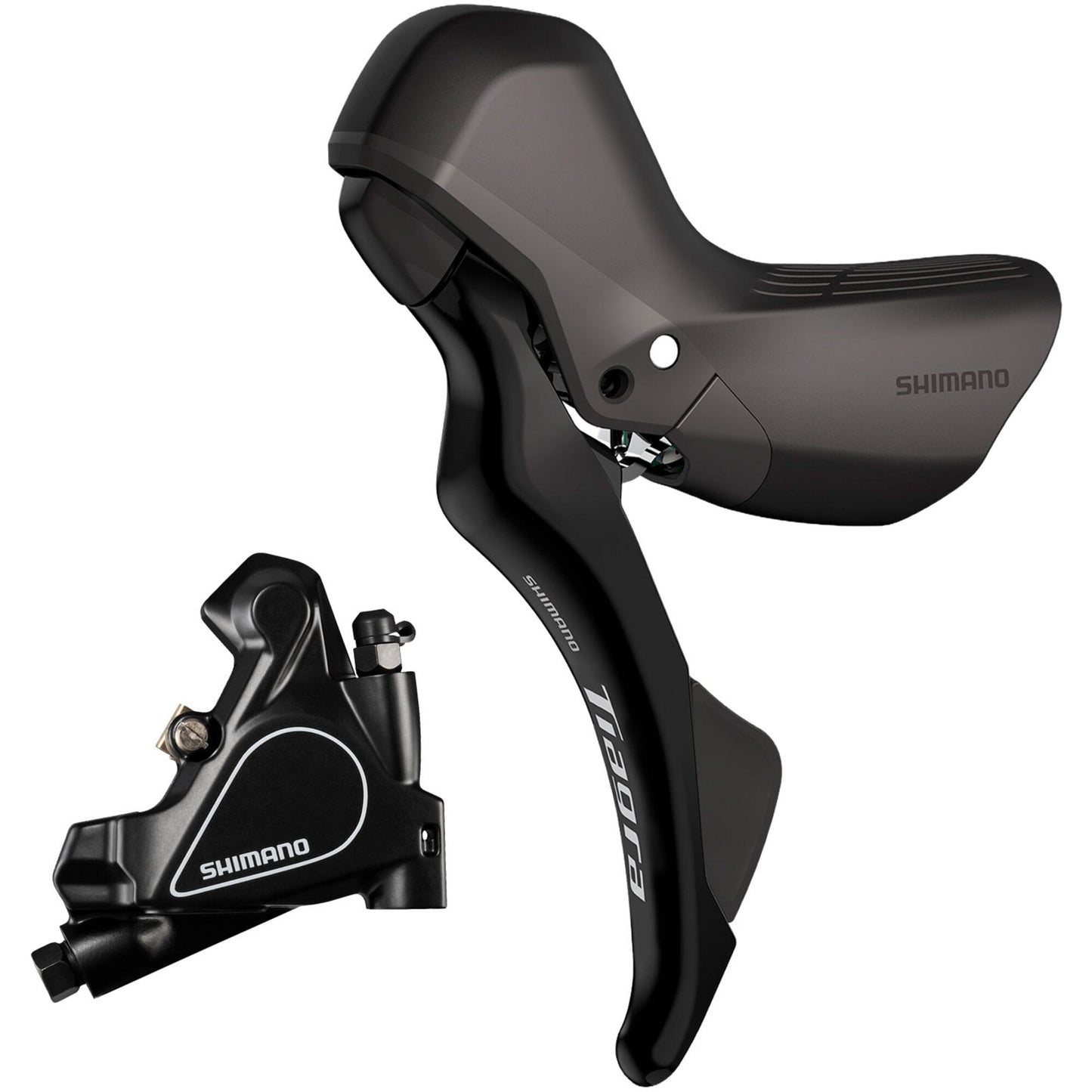 Shimano Tiagra ST-R4020 Tiagra 2-speed STI bled with BR-RS405 flat mount calliper, left rear