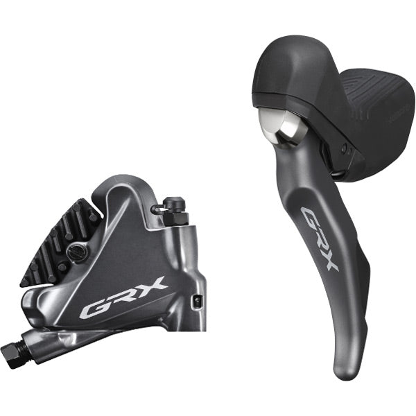 Shimano GRX ST-RX810 GRX 2-speed STI bled with BR-RX810 flat mount calliper, left rear