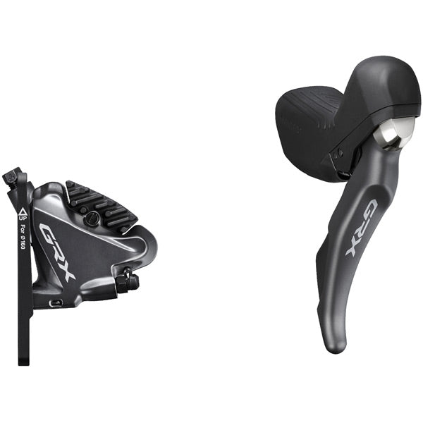 Shimano GRX ST-RX810 GRX 11-speed STI bled with BR-RX810 flat mount calliper, right front