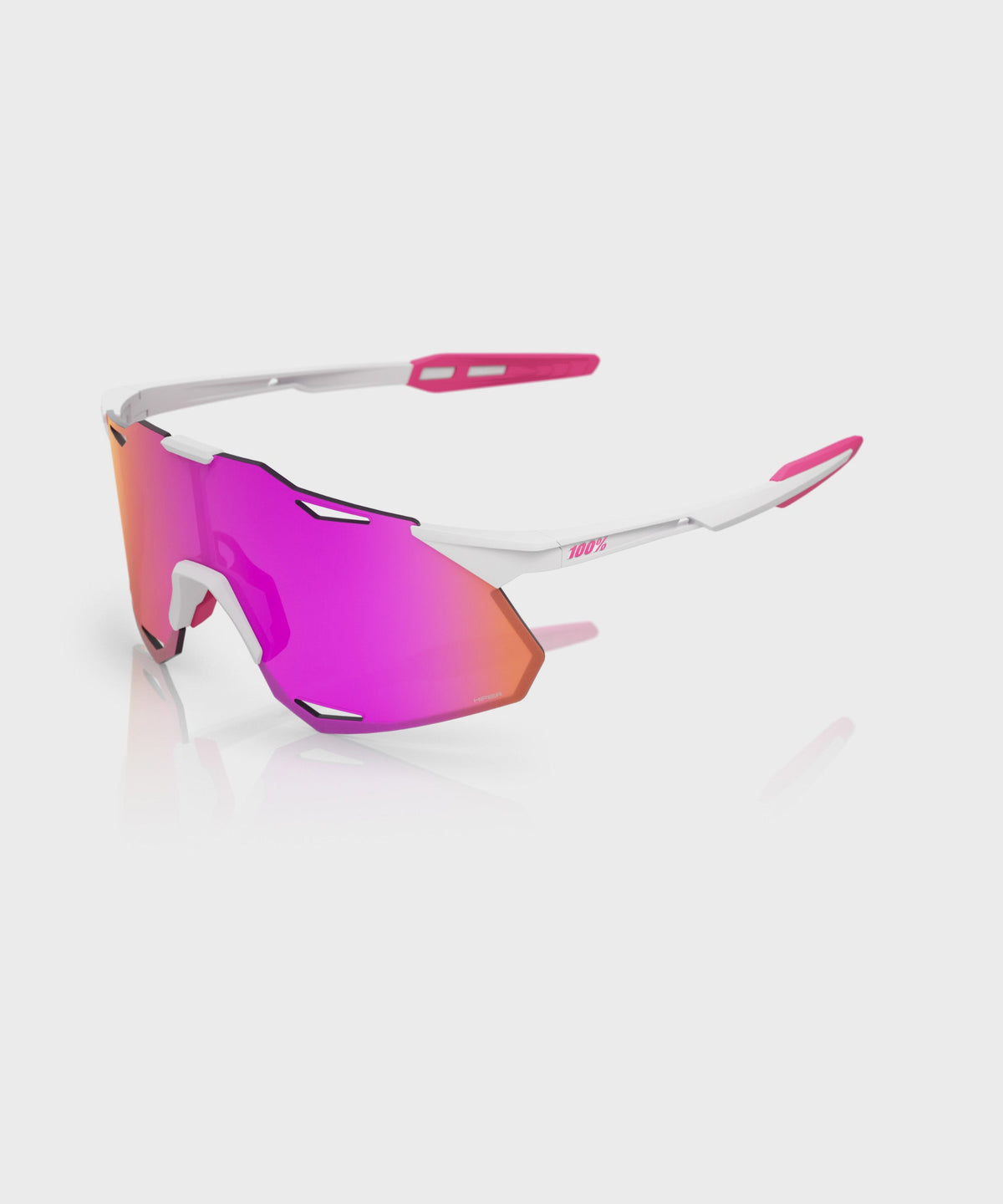 100% Hypercraft XS Glasses Matte White Pink / HiPER Vital Pink Mirror Lens