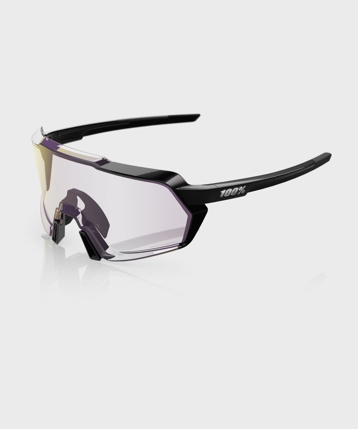 100% Korbin Glasses Gloss Black / Purple Mirror Photochromic Lens