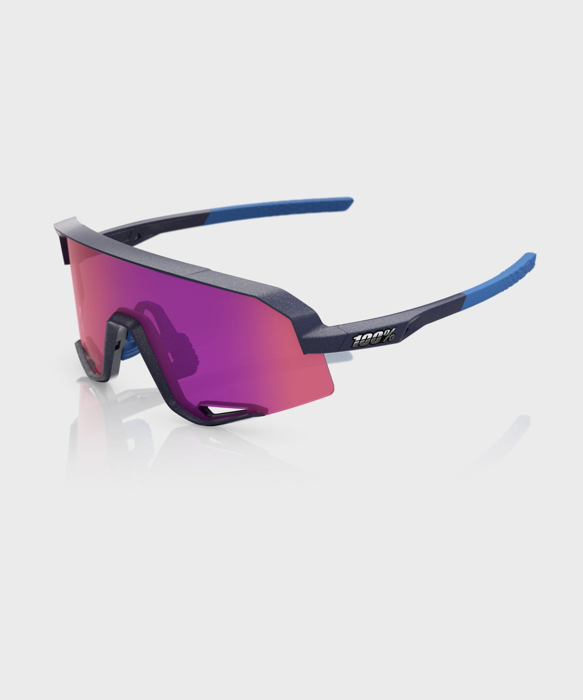 100% Slendale Glasses Satin Storm Metallic / Purple Mirror Lens