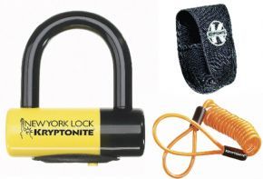 Kryptonite New York Liberty Disc Lock With Reminder Cable Yellow Sold Secure Gold - An affordable U lock for moderate crime areas