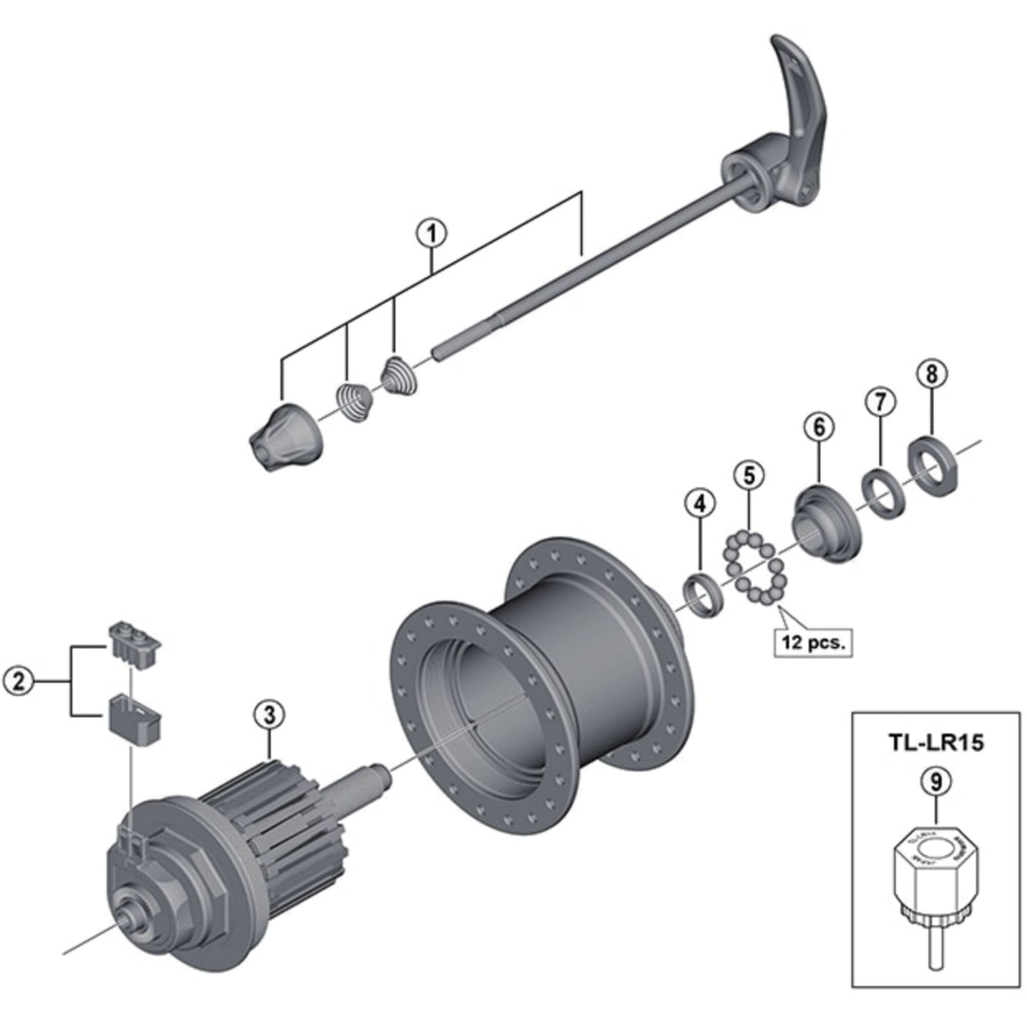 Shimano Spares DH-3D35-QR cone with dust cover, M11 x 12.1 mm