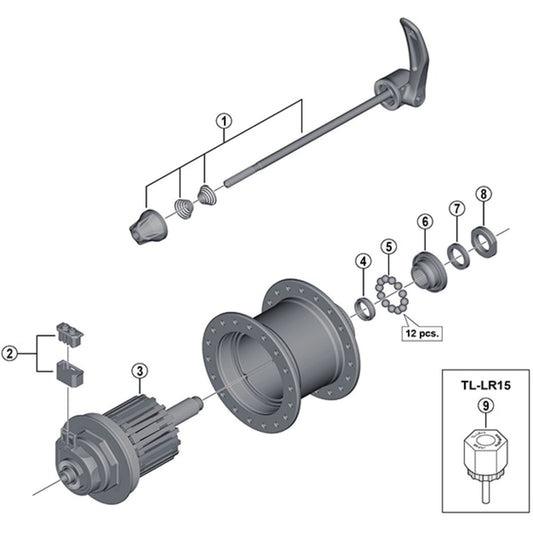 Shimano Spares DH-3D35-QR cone with dust cover, M11 x 12.1 mm