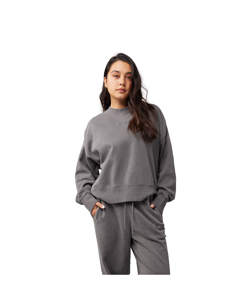 Fox Clothing W Wordmark Oversized Fleece Crew