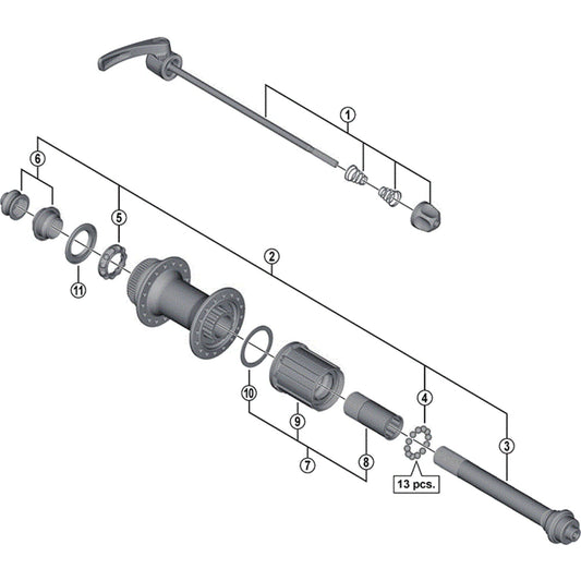 Shimano Spares FH-M770 hub axle unit