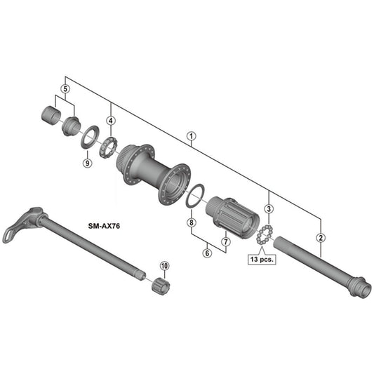 Shimano Spares FH-M788 left hand lock nut and cone, M15 with dust cover