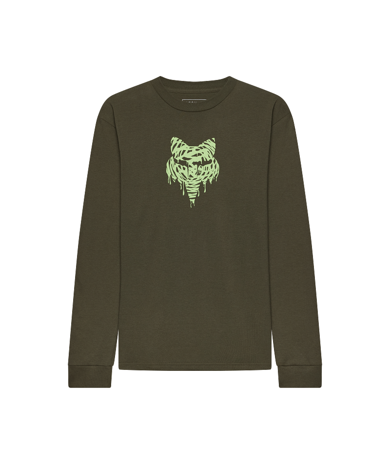 Fox YTH Roughcut LS Tee FA26 Dark Green / YXL