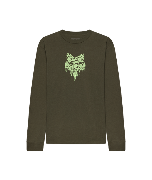 Fox YTH Roughcut LS Tee FA26 Dark Green / YXL