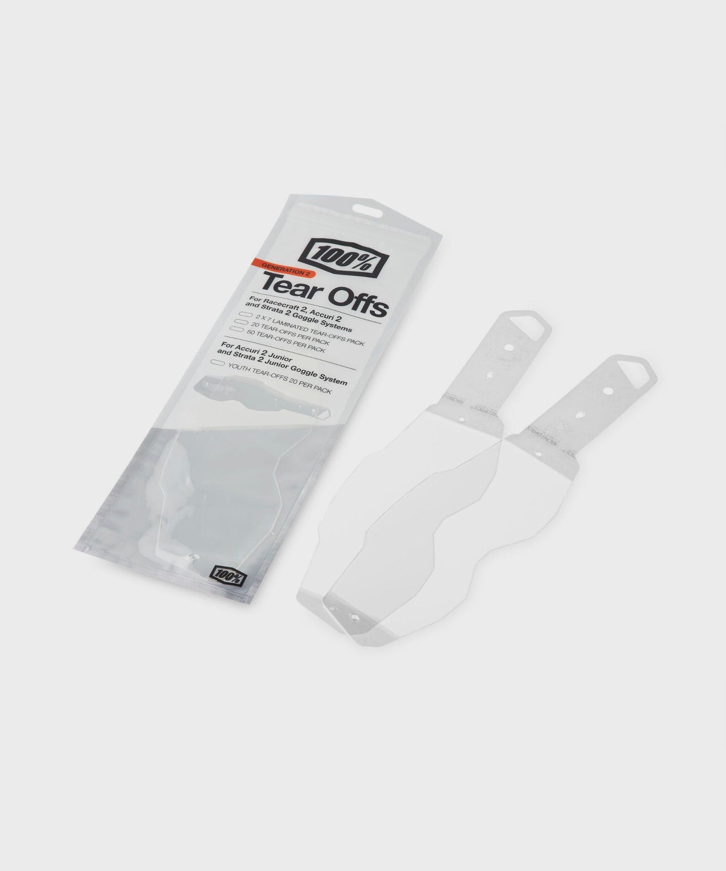 100% Racecraft 2 / Accuri 2 / Strata 2 Laminated Tear-Off's