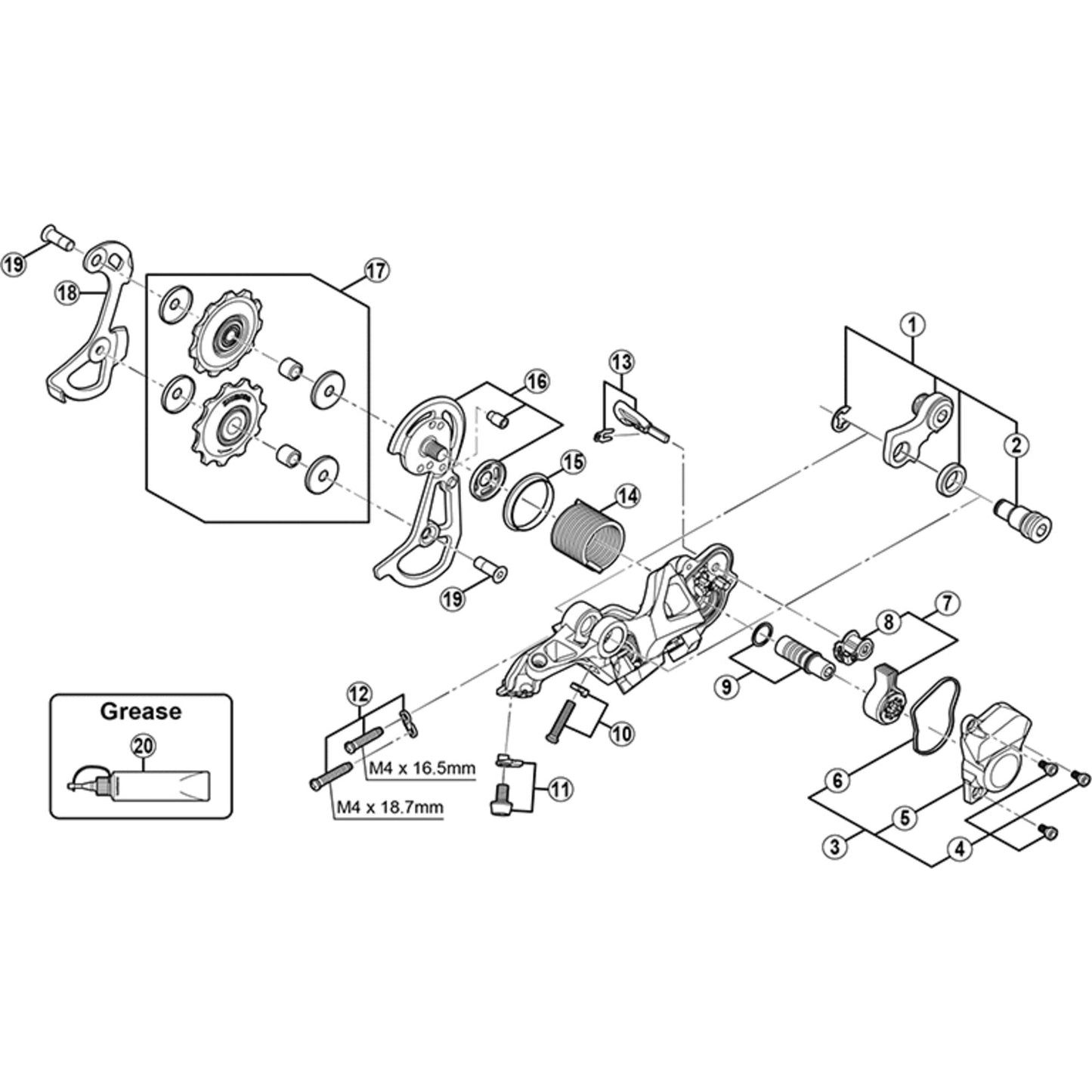 Shimano Spares RD-M640 bracket axle unit for downhill mode