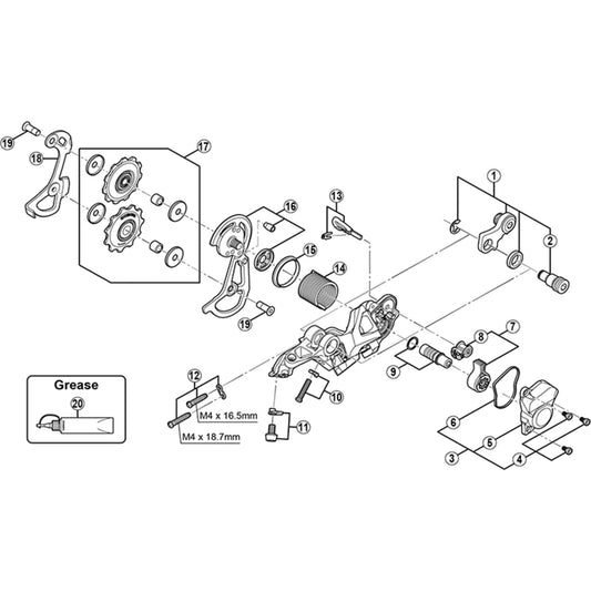 Shimano Spares RD-M640 bracket axle unit for downhill mode
