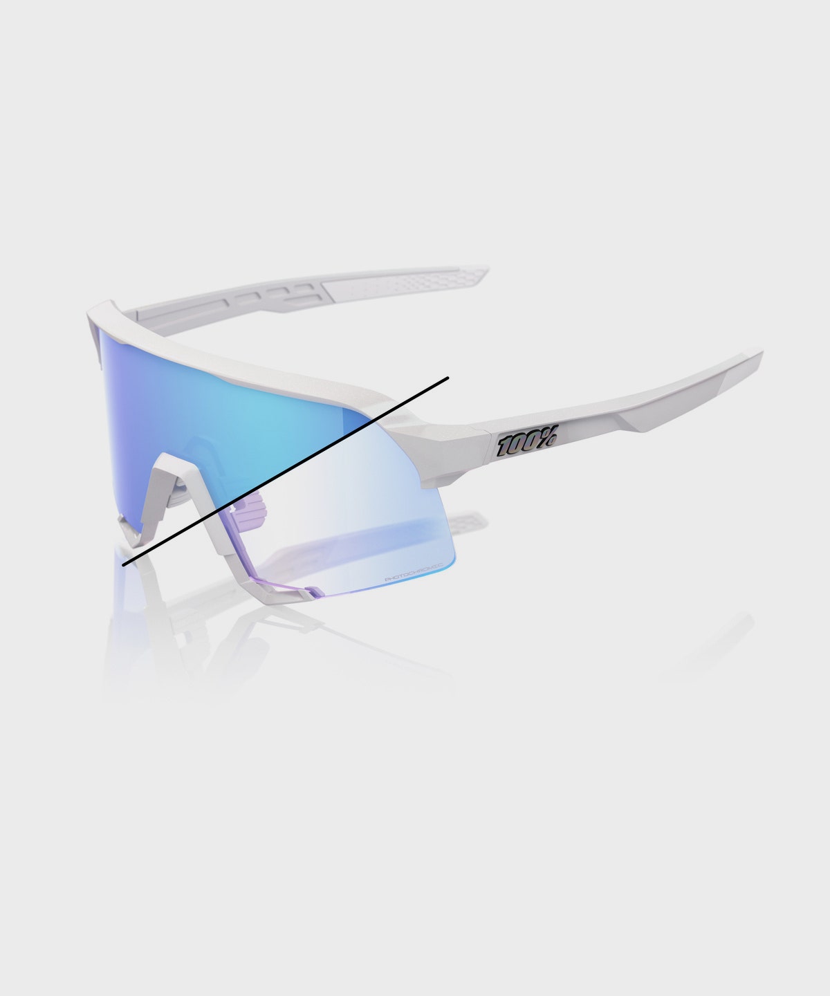 100% S3 Bastille LE Glasses - Pearl White Glitter/Blue Mirror Photochromic Lens Pearl White Glitter / Blue Mirror Photochromic