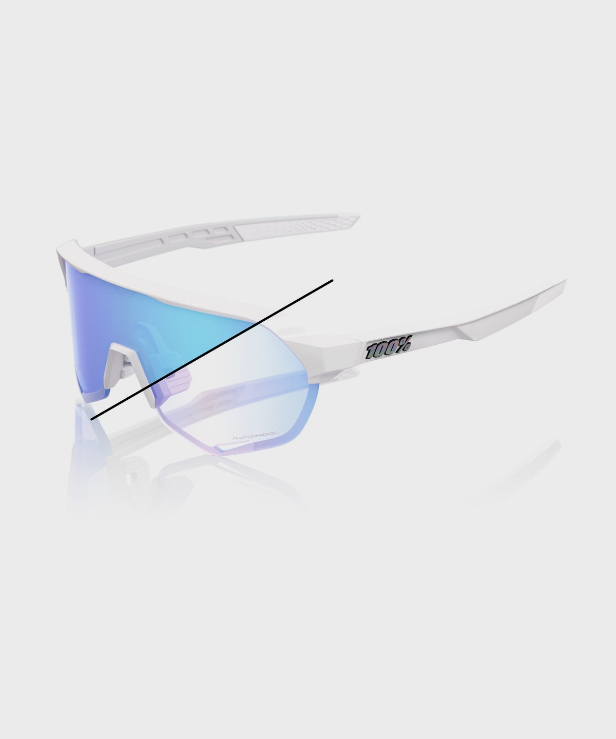 100% S2 Bastille LE Glasses - Pearl White Glitter/Blue Mirror Photochromic Lens Pearl White Glitter / Blue Mirror Photochromic