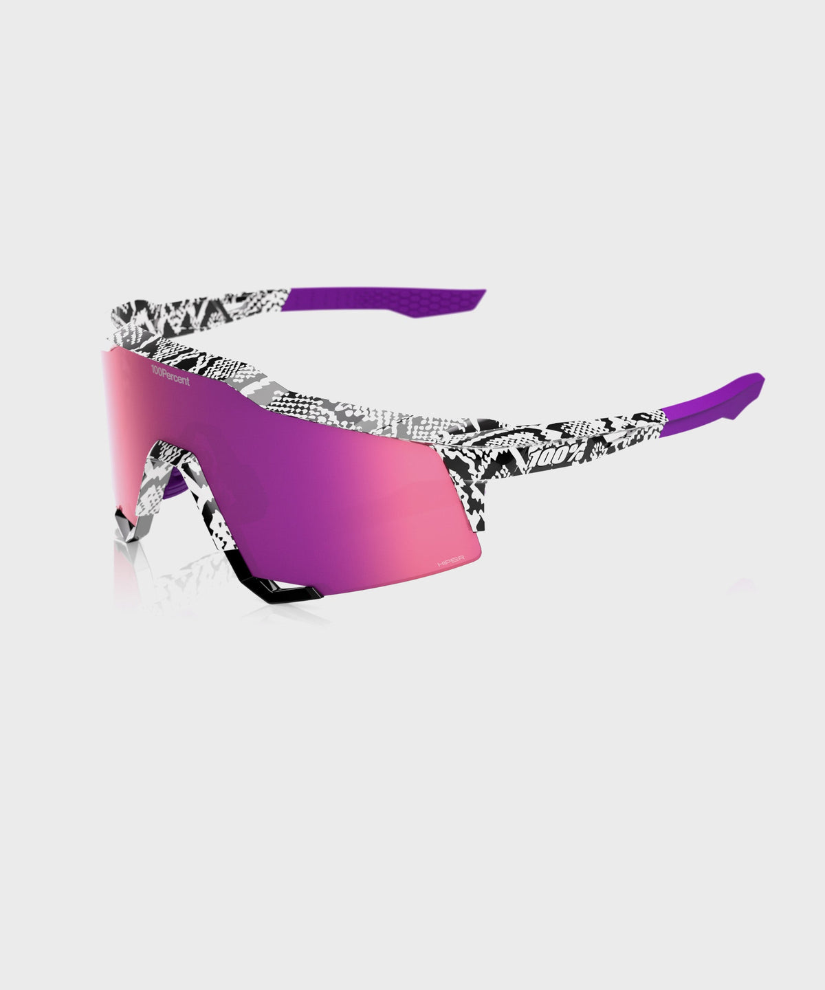100% Speedcraft LE Elly 3 Glasses - Gloss White HiPER Dark Purple Mirror Lens