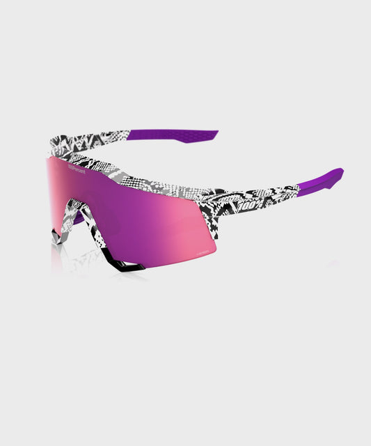 100% Speedcraft LE Elly 3 Glasses - Gloss White HiPER Dark Purple Mirror Lens