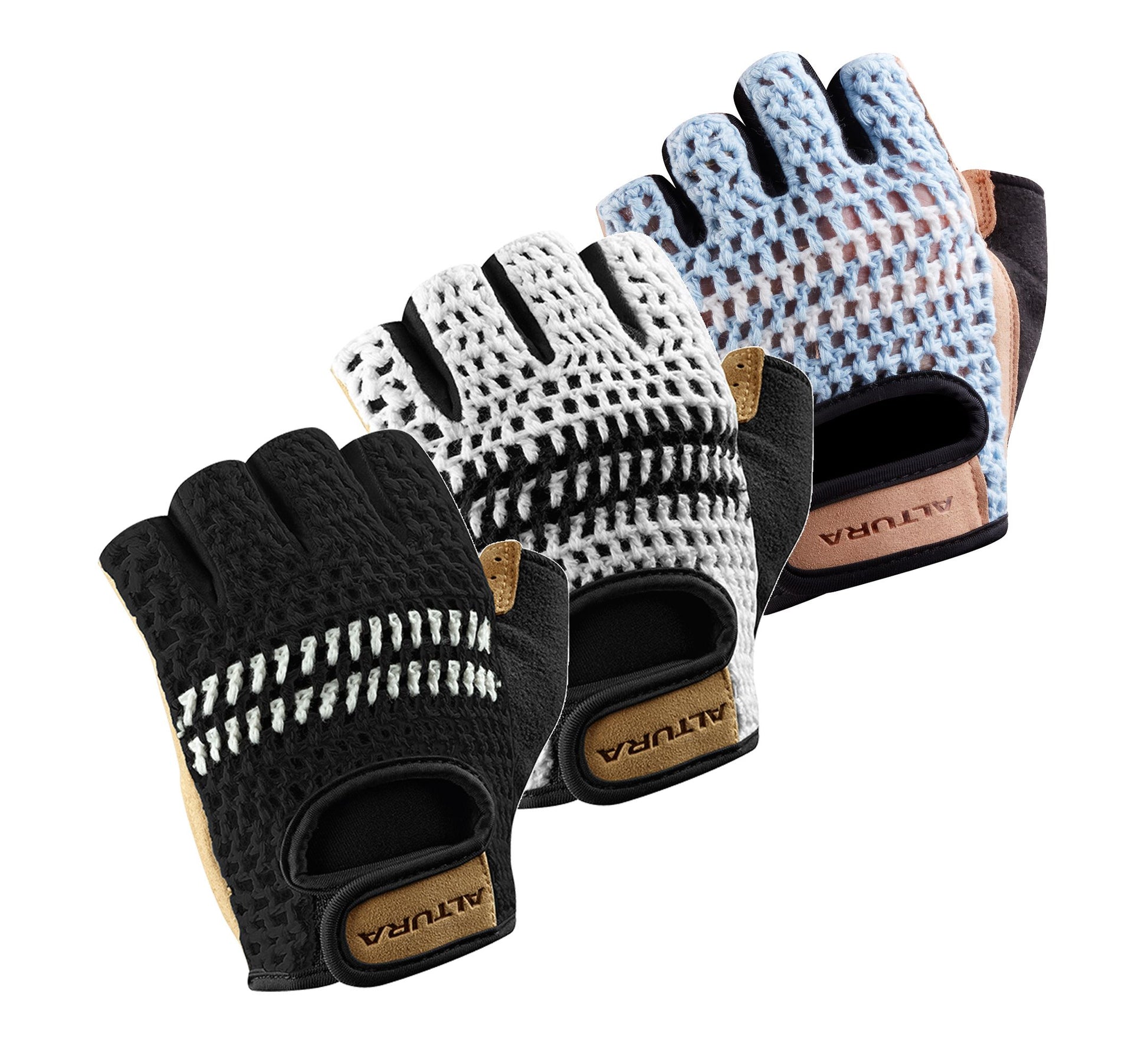 Altura Crochet Mitts: Black/tan M