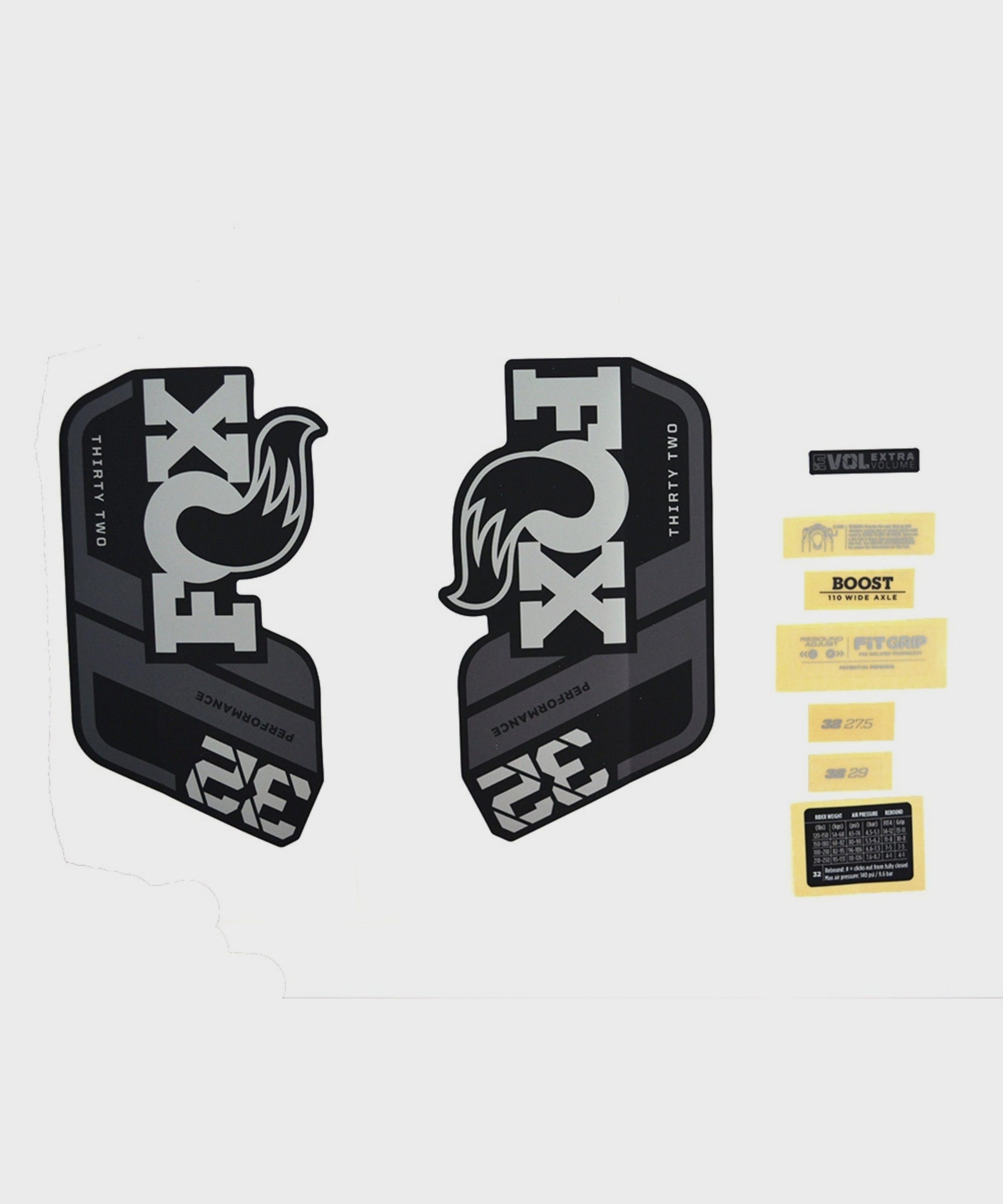 Fork 32 Decal Kit 2021 P S Grey Logo Matte Black