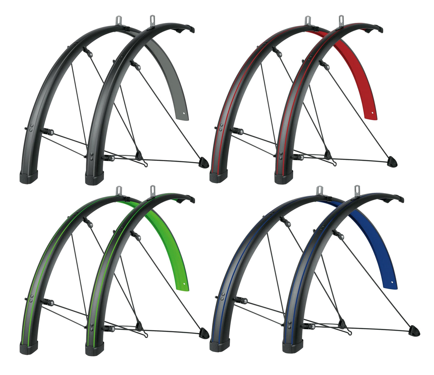 Sks Bluemels Stingray 28 Mudguard Set: Matt Black/lime Green