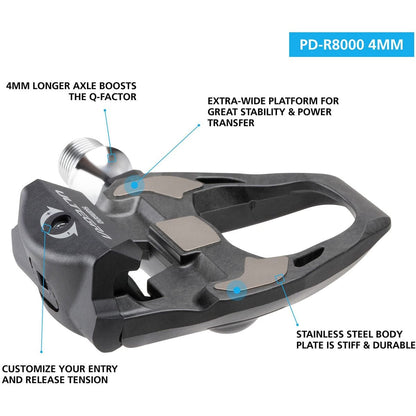 Shimano Ultegra PD-R8000 Ultegra SPD-SL Road pedals, 4 mm longer axle, carbon
